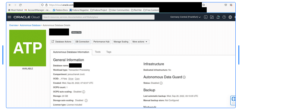 authenticate with Oracle Autonomous database